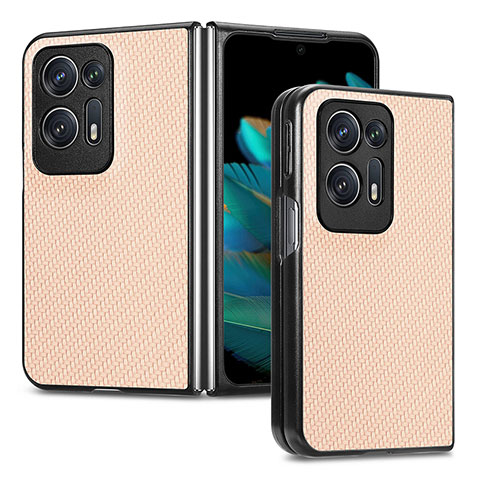 Coque Luxe Cuir et Plastique Housse Etui Mat SD1 pour Oppo Find N2 5G Or