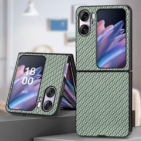 Coque Luxe Cuir et Plastique Housse Etui Mat SD1 pour Oppo Find N2 Flip 5G Vert