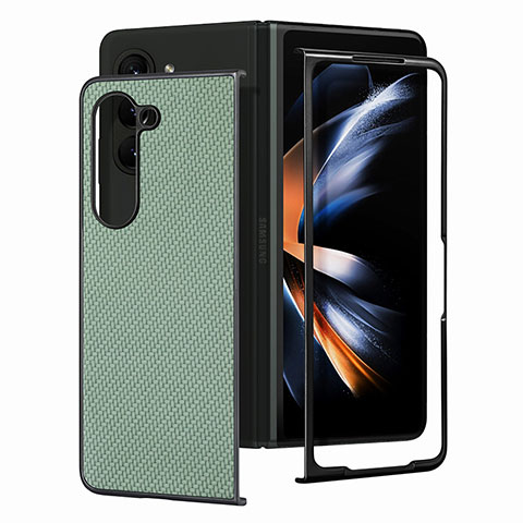 Coque Luxe Cuir et Plastique Housse Etui Mat SD1 pour Samsung Galaxy Z Fold5 5G Vert