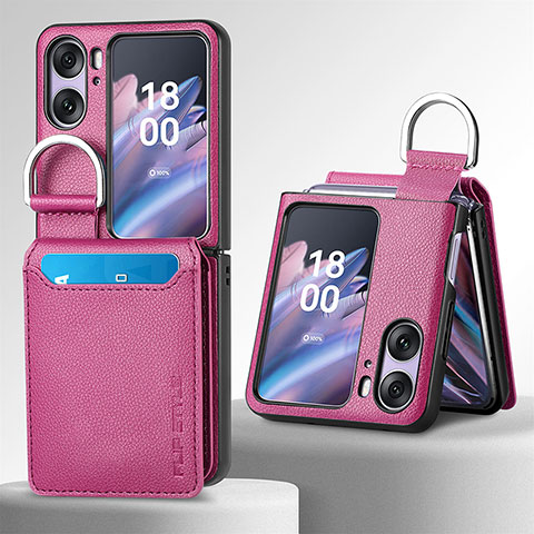 Coque Luxe Cuir et Plastique Housse Etui Mat SD12 pour Oppo Find N2 Flip 5G Violet