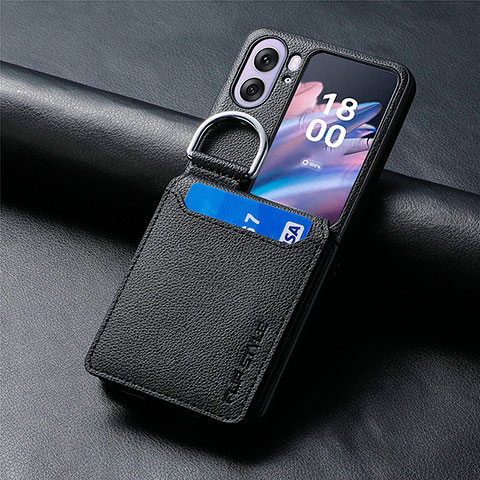 Coque Luxe Cuir et Plastique Housse Etui Mat SD13 pour Oppo Find N2 Flip 5G Noir