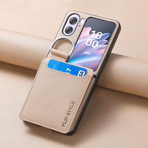 Coque Luxe Cuir et Plastique Housse Etui Mat SD13 pour Oppo Find N2 Flip 5G Or