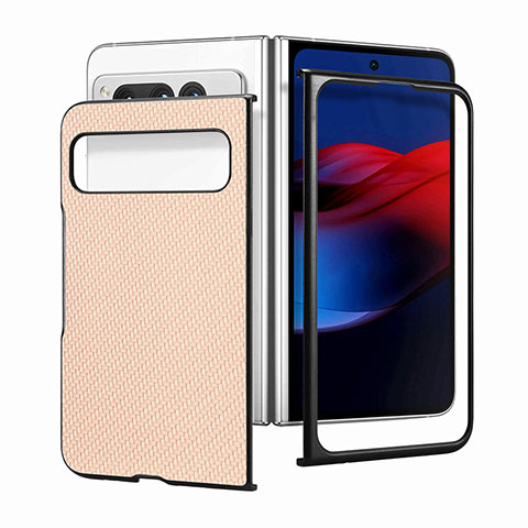 Coque Luxe Cuir et Plastique Housse Etui Mat SD2 pour Google Pixel Fold 5G Or