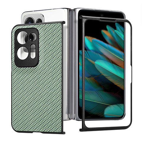 Coque Luxe Cuir et Plastique Housse Etui Mat SD2 pour Oppo Find N2 5G Vert