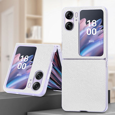 Coque Luxe Cuir et Plastique Housse Etui Mat SD2 pour Oppo Find N2 Flip 5G Blanc