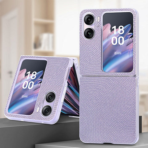 Coque Luxe Cuir et Plastique Housse Etui Mat SD2 pour Oppo Find N2 Flip 5G Violet Clair