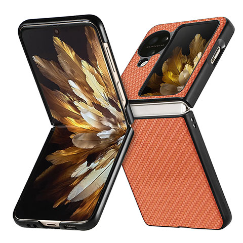 Coque Luxe Cuir et Plastique Housse Etui Mat SD2 pour Oppo Find N3 Flip 5G Orange