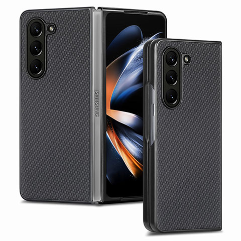 Coque Luxe Cuir et Plastique Housse Etui Mat SD2 pour Samsung Galaxy Z Fold5 5G Noir