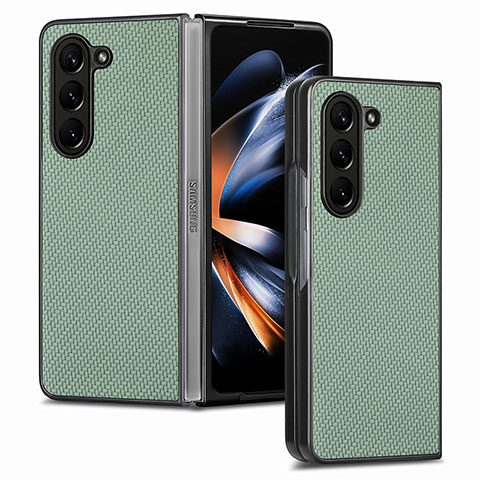 Coque Luxe Cuir et Plastique Housse Etui Mat SD2 pour Samsung Galaxy Z Fold5 5G Vert