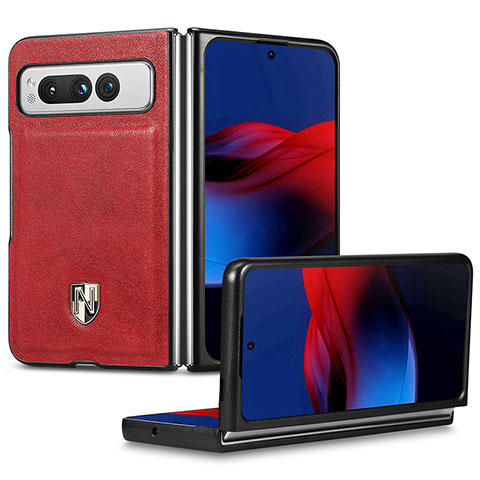 Coque Luxe Cuir et Plastique Housse Etui Mat SD4 pour Google Pixel Fold 5G Rouge