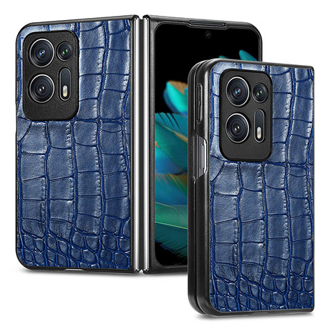 Coque Luxe Cuir et Plastique Housse Etui Mat SD5 pour Oppo Find N2 5G Bleu