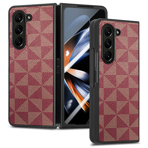 Coque Luxe Cuir et Plastique Housse Etui Mat SD5 pour Samsung Galaxy Z Fold5 5G Rouge