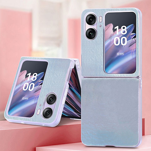 Coque Luxe Cuir et Plastique Housse Etui Mat SD6 pour Oppo Find N2 Flip 5G Bleu Clair