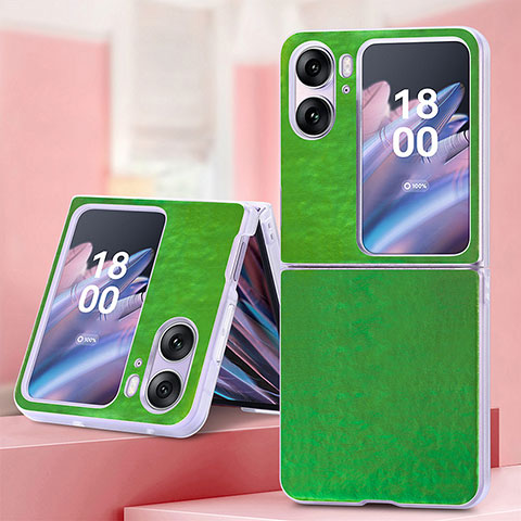 Coque Luxe Cuir et Plastique Housse Etui Mat SD6 pour Oppo Find N2 Flip 5G Vert