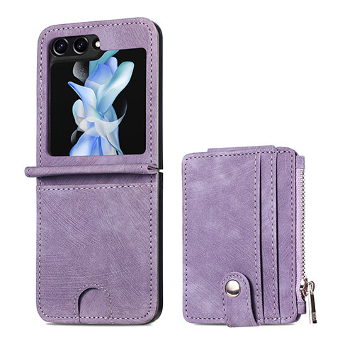 Coque Luxe Cuir et Plastique Housse Etui Mat SD7 pour Samsung Galaxy Z Flip5 5G Violet