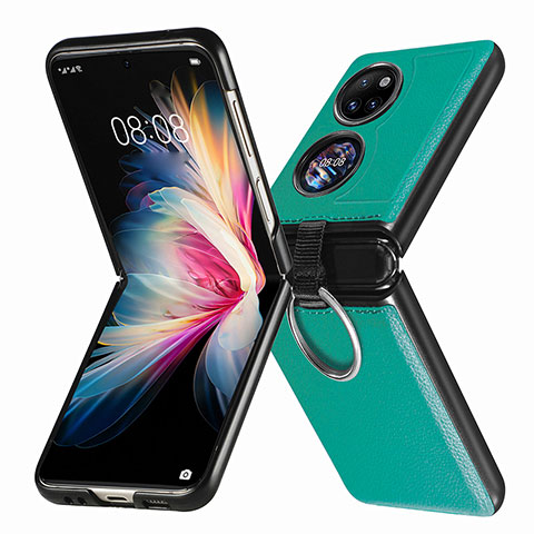 Coque Luxe Cuir et Plastique Housse Etui Mat SD8 pour Huawei P60 Pocket Vert