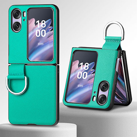 Coque Luxe Cuir et Plastique Housse Etui Mat SD8 pour Oppo Find N2 Flip 5G Vert