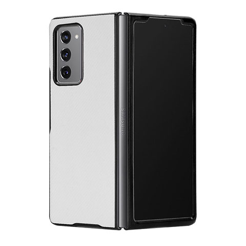 Coque Luxe Cuir et Plastique Housse Etui Mat T03 pour Samsung Galaxy Z Fold2 5G Blanc