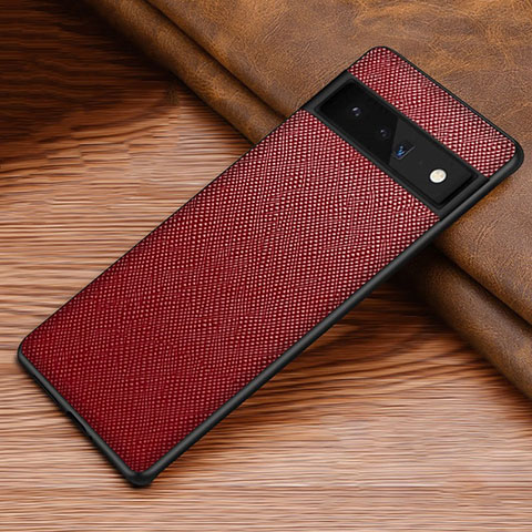 Coque Luxe Cuir et Plastique Housse Etui Mat TB1 pour Google Pixel 6 Pro 5G Rouge