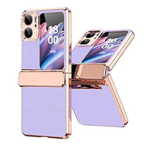 Coque Luxe Cuir et Plastique Housse Etui Mat WZ1 pour Oppo Find N2 Flip 5G Violet