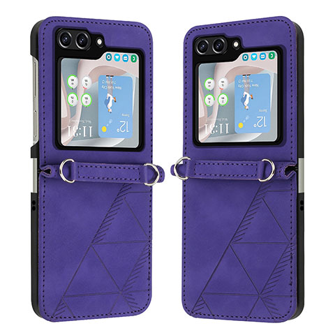 Coque Luxe Cuir et Plastique Housse Etui Mat YB4 pour Samsung Galaxy Z Flip5 5G Violet