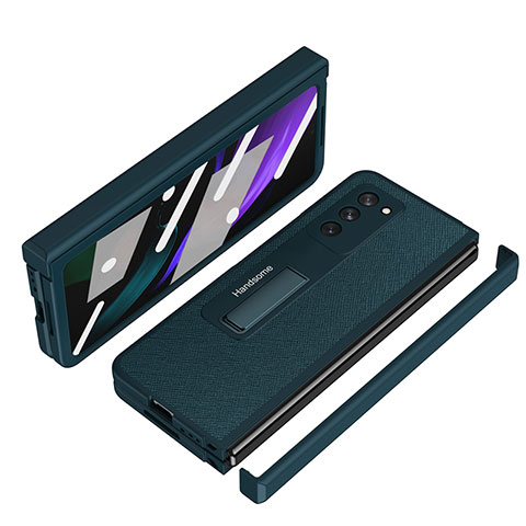 Coque Luxe Cuir et Plastique Housse Etui Mat Z07 pour Samsung Galaxy Z Fold2 5G Vert