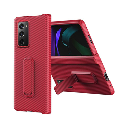 Coque Luxe Cuir et Plastique Housse Etui Mat Z08 pour Samsung Galaxy Z Fold2 5G Rouge