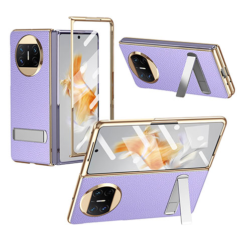 Coque Luxe Cuir et Plastique Housse Etui Mat ZL1 pour Huawei Mate X3 Violet