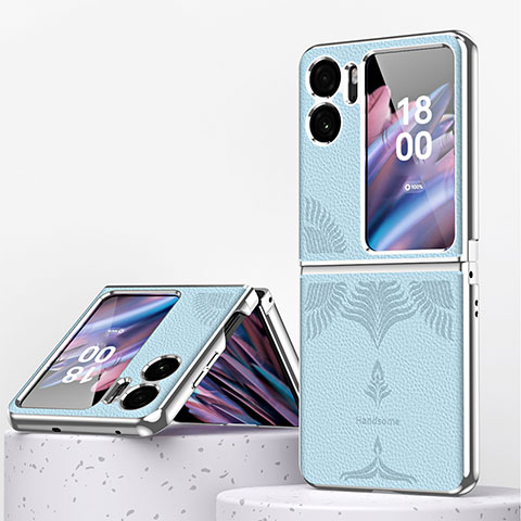 Coque Luxe Cuir et Plastique Housse Etui Mat ZL1 pour Oppo Find N2 Flip 5G Bleu Clair