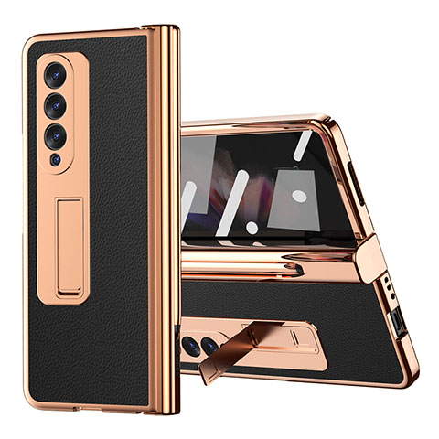 Coque Luxe Cuir et Plastique Housse Etui Mat ZL1 pour Samsung Galaxy Z Fold4 5G Noir