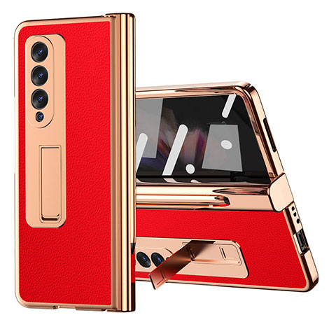 Coque Luxe Cuir et Plastique Housse Etui Mat ZL1 pour Samsung Galaxy Z Fold4 5G Rouge