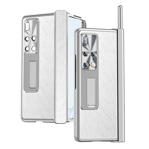 Coque Luxe Cuir et Plastique Housse Etui Mat ZL10 pour Huawei Mate X2 Argent