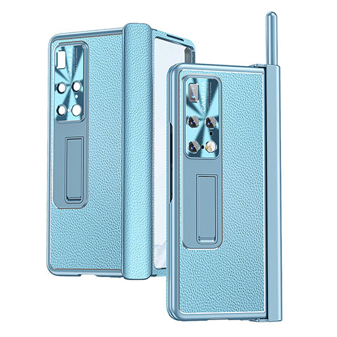 Coque Luxe Cuir et Plastique Housse Etui Mat ZL10 pour Huawei Mate X2 Bleu Ciel