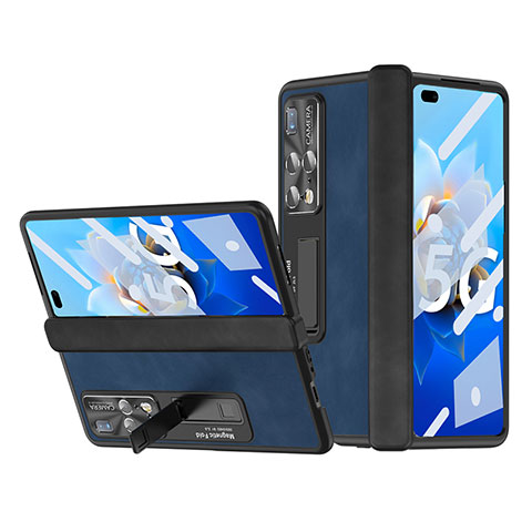 Coque Luxe Cuir et Plastique Housse Etui Mat ZL12 pour Huawei Mate X2 Bleu