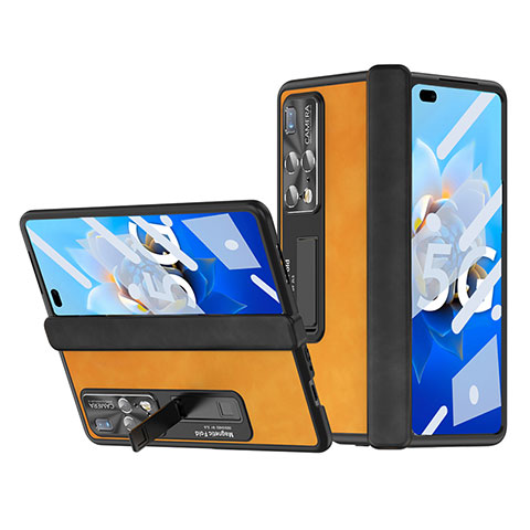 Coque Luxe Cuir et Plastique Housse Etui Mat ZL12 pour Huawei Mate X2 Jaune