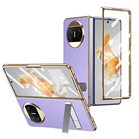 Coque Luxe Cuir et Plastique Housse Etui Mat ZL2 pour Huawei Mate X3 Violet