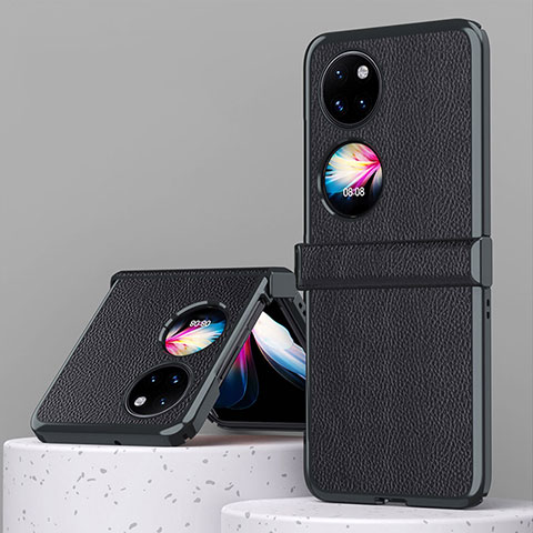 Coque Luxe Cuir et Plastique Housse Etui Mat ZL2 pour Huawei P60 Pocket Noir