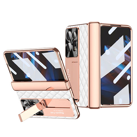 Coque Luxe Cuir et Plastique Housse Etui Mat ZL2 pour Oppo Find N2 5G Argent