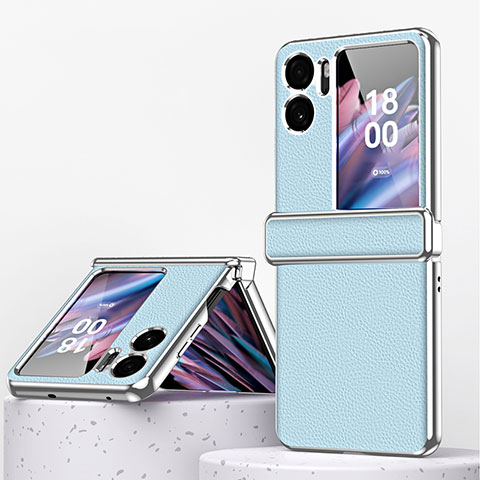 Coque Luxe Cuir et Plastique Housse Etui Mat ZL2 pour Oppo Find N2 Flip 5G Bleu Clair