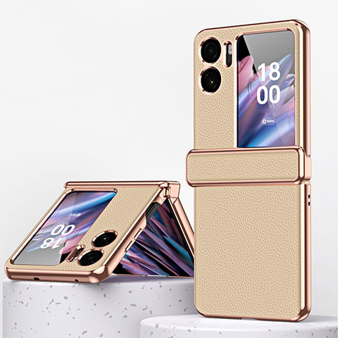 Coque Luxe Cuir et Plastique Housse Etui Mat ZL2 pour Oppo Find N2 Flip 5G Or