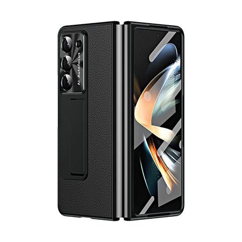 Coque Luxe Cuir et Plastique Housse Etui Mat ZL2 pour Samsung Galaxy Z Fold5 5G Noir