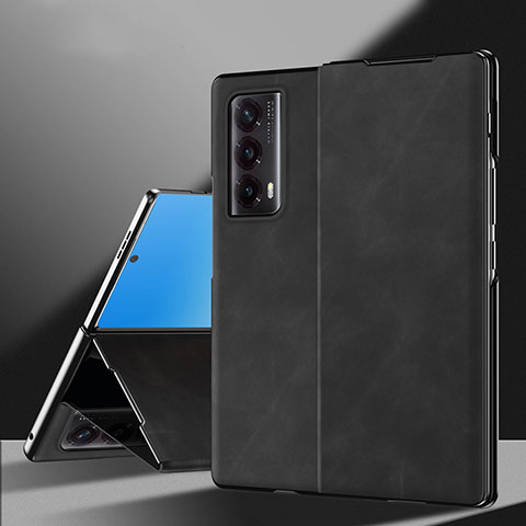 Coque Luxe Cuir et Plastique Housse Etui Mat ZL3 pour Huawei Honor Magic Vs2 5G Noir