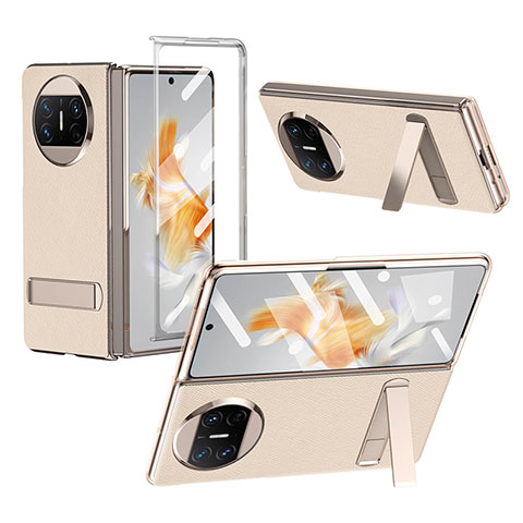 Coque Luxe Cuir et Plastique Housse Etui Mat ZL3 pour Huawei Mate X3 Or