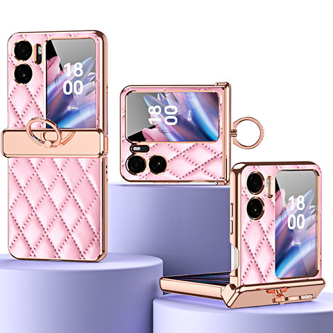 Coque Luxe Cuir et Plastique Housse Etui Mat ZL3 pour Oppo Find N2 Flip 5G Or Rose