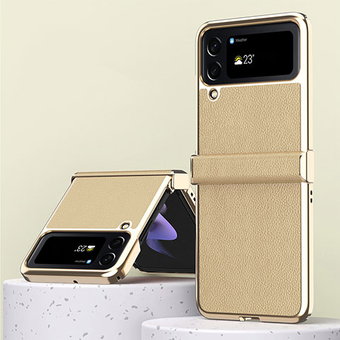 Coque Luxe Cuir et Plastique Housse Etui Mat ZL3 pour Samsung Galaxy Z Flip4 5G Or