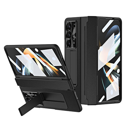 Coque Luxe Cuir et Plastique Housse Etui Mat ZL3 pour Samsung Galaxy Z Fold5 5G Noir