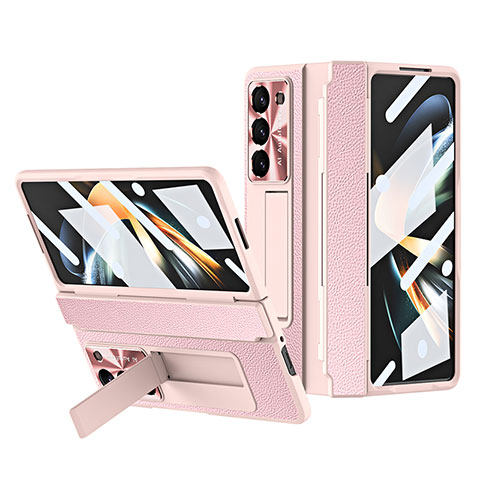 Coque Luxe Cuir et Plastique Housse Etui Mat ZL3 pour Samsung Galaxy Z Fold5 5G Rose