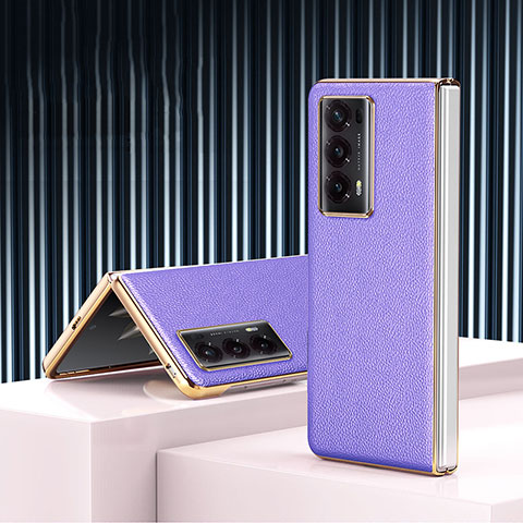 Coque Luxe Cuir et Plastique Housse Etui Mat ZL4 pour Huawei Honor Magic V2 5G Violet