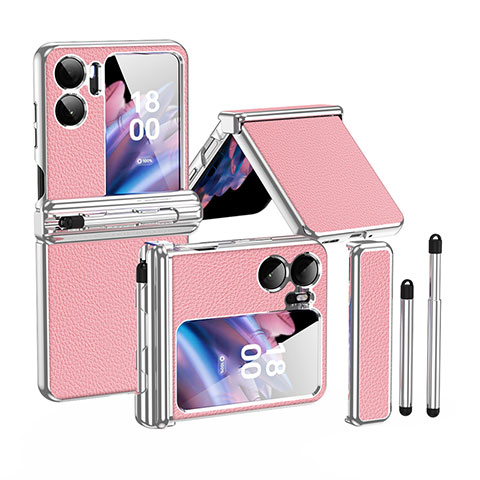 Coque Luxe Cuir et Plastique Housse Etui Mat ZL4 pour Oppo Find N2 Flip 5G Rose