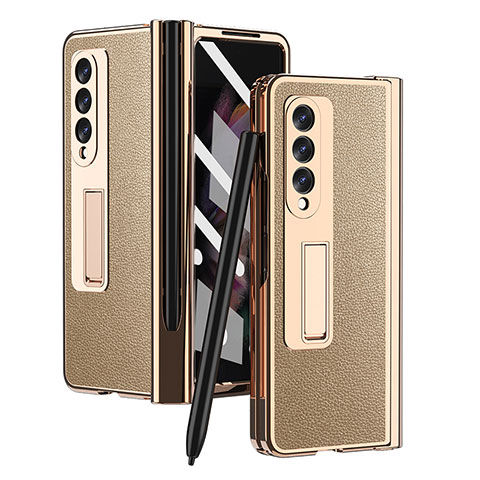 Coque Luxe Cuir et Plastique Housse Etui Mat ZL4 pour Samsung Galaxy Z Fold4 5G Or